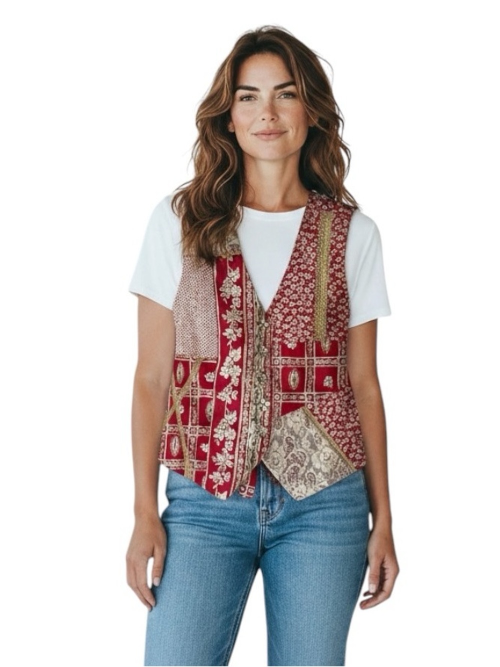 Vintage 80’s Howard Wolf Floral Cottagecore Mixed Media Vest